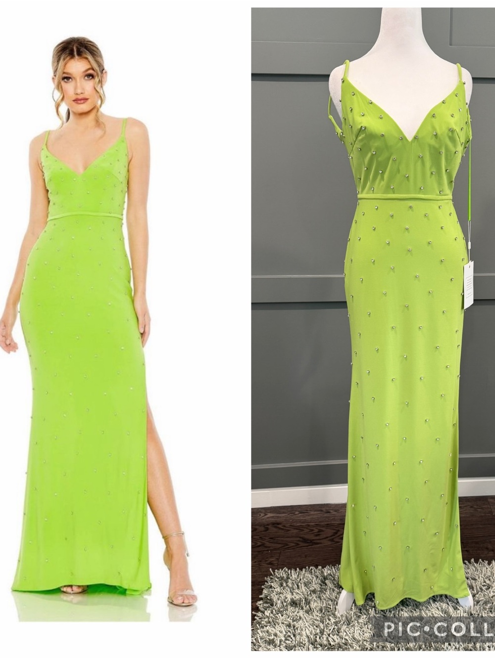 NWT MAC DUGGAL 67812 Apple Green Rhinestone Maxi size 2